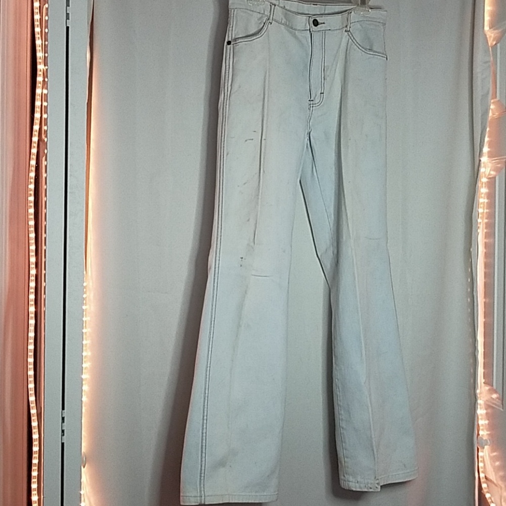 Mens Vintage white bell bottom Jean's 1970s